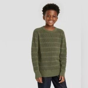 Cat & Jack Boys' Textured Striped Crew Neck Sweater NWT Small